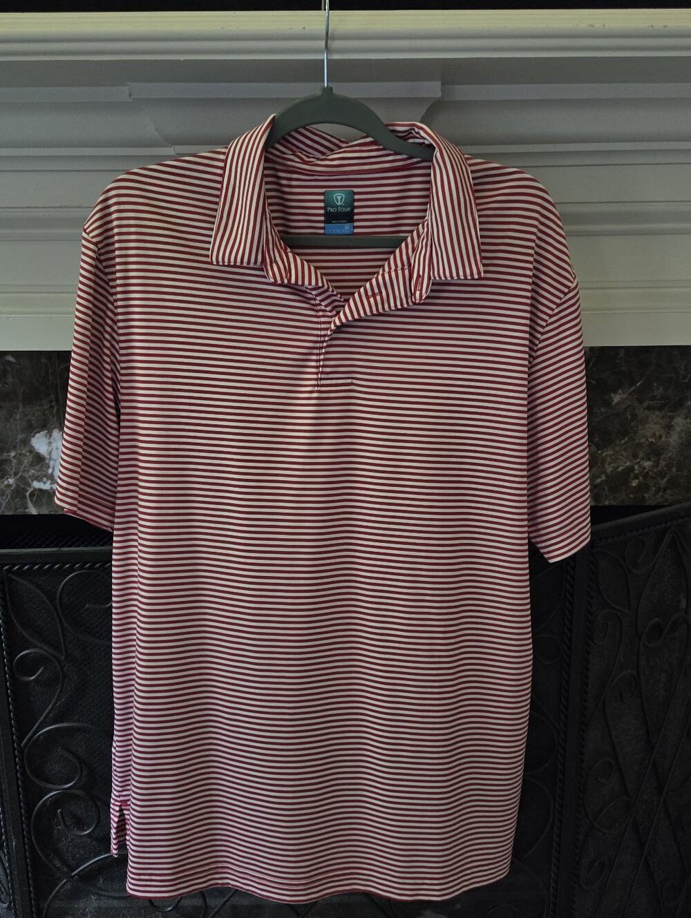 Pro-Tour Coolplay Red and White Striped Polo Shirt